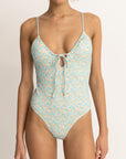 Rhythm - Sunburst Floral Tie Front One Piece - Larx