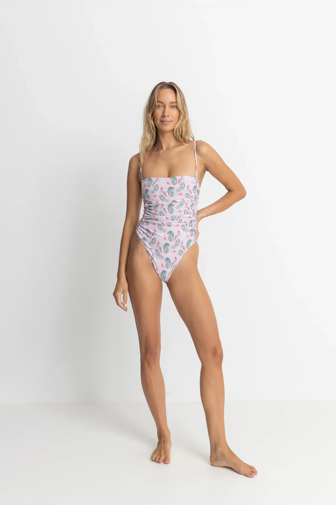 Rhythm - Brooklyn Paisley Scrunched Side One Piece - Larx