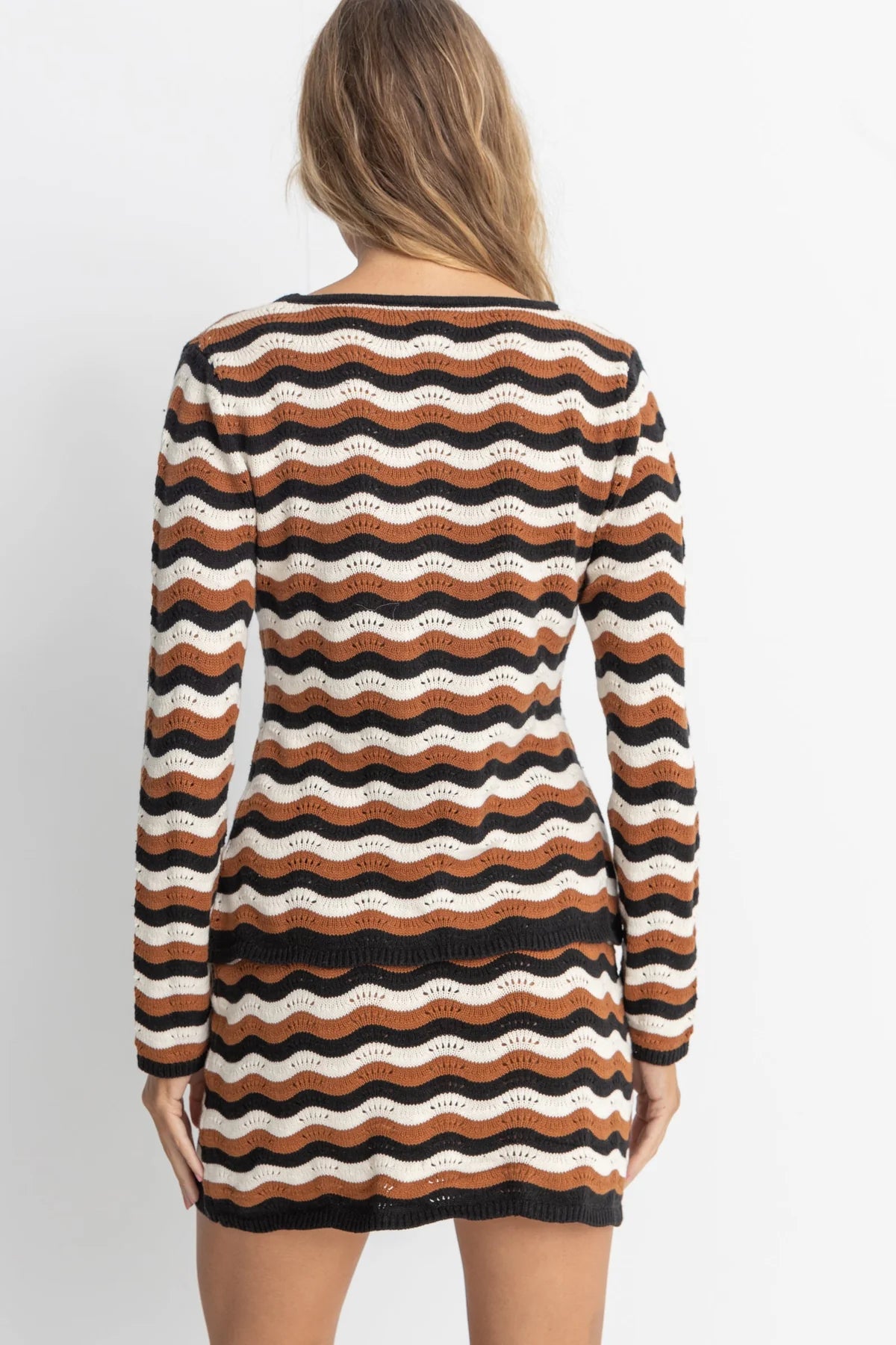 Rhythm - Venice Knit Long Sleeve Tie Front Top - Larx
