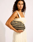 Seafolly - Carried Away Raffia Stripe Pouch Bag Black/Natural