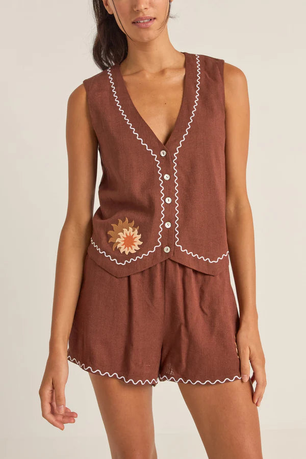 Rhythm - Solis Embroidered Vest - Larx