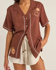 Rhythm - Solis Embroidered Short Sleeve Shirt - Larx