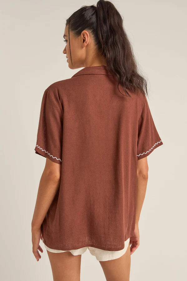Rhythm - Solis Embroidered Short Sleeve Shirt - Larx