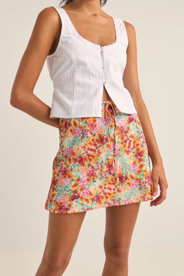 Rhythm - Sierra Floral Bias Cut Mini Skirt - Larx