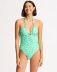 Seafolly - Animal Instinct Drawstring Halter One Piece - Larx