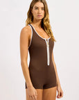 Seafolly - Beach Bound Retro Boyleg One Piece Dark Chocolate