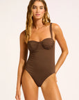 Seafolly - S Collective Ruched Underwire One Piece Dark Chocolate
