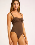 Seafolly - S Collective Ruched Underwire One Piece Dark Chocolate
