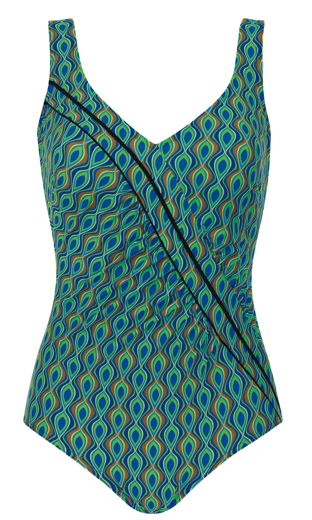 Sunmarin - Peacock Paradise V-Neck One Piece - Larx