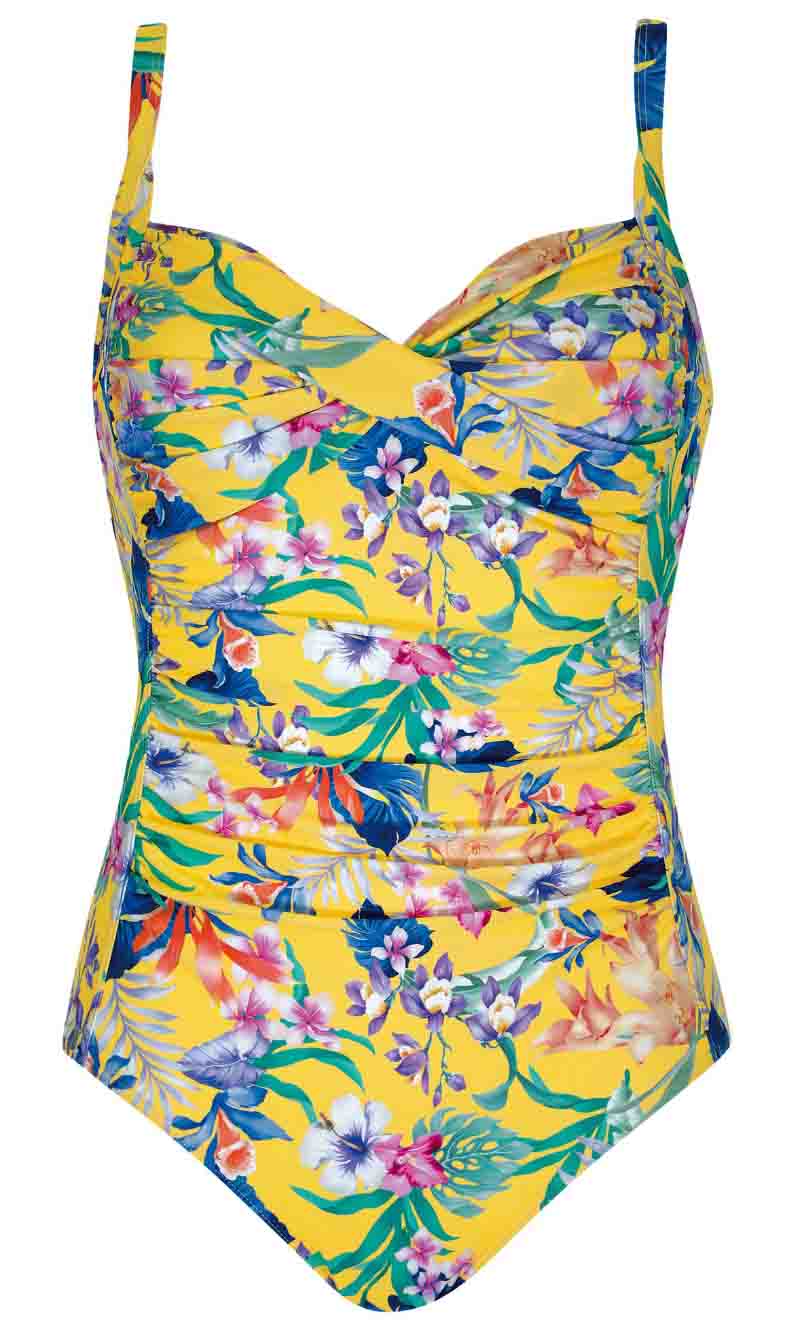 Sunmarin - Floral Rouge Rouched One Piece - Larx