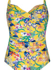 Sunmarin - Floral Rouge Rouched One Piece - Larx