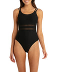 Sunseeker - Reset Mesh Cheeky Double Strap One Piece - Larx