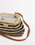 Seafolly - Carried Away Raffia Stripe Pouch Bag Black/Natural