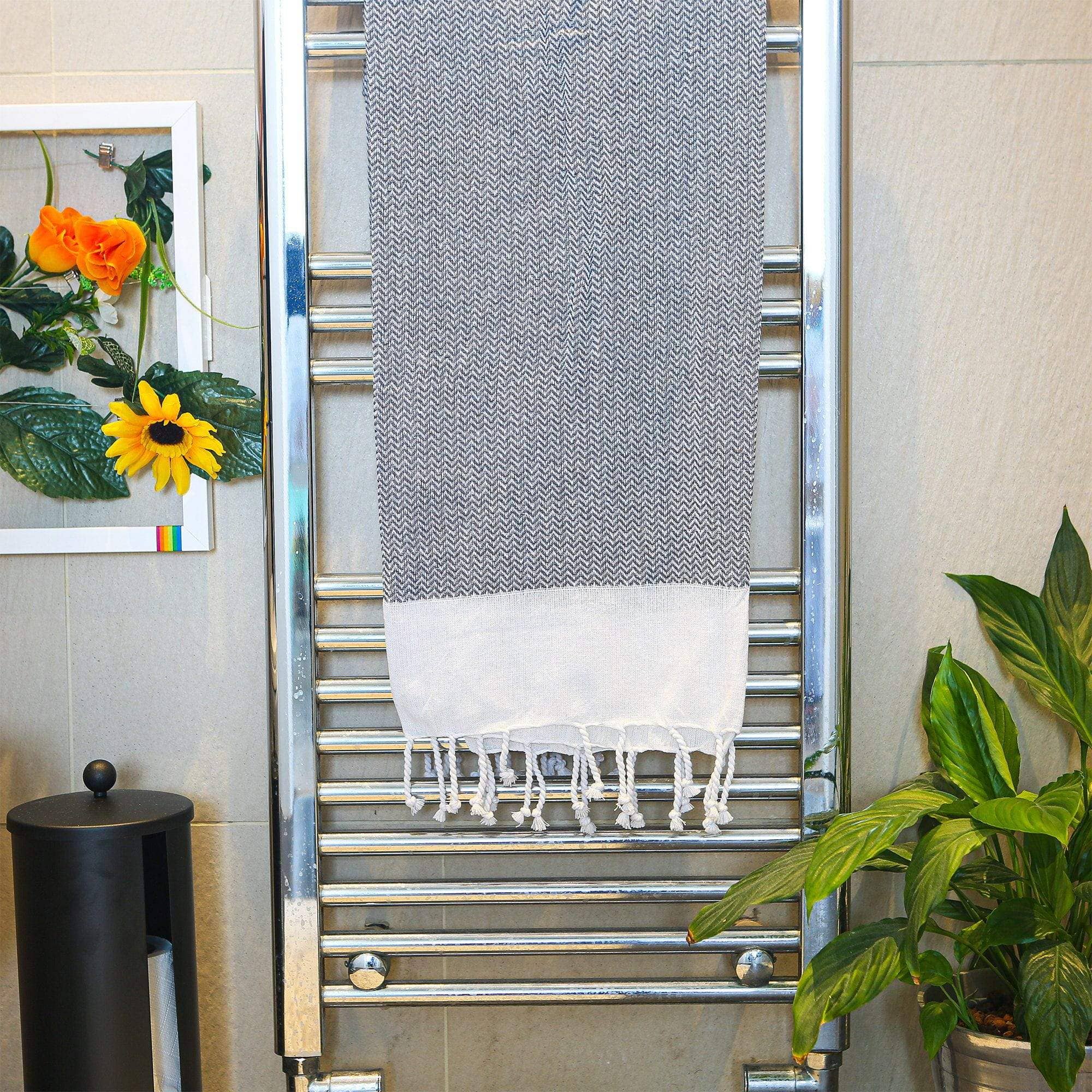 Turkish Beach Towel - Zig Zag - Grey