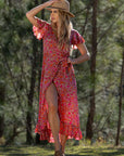 Cienna - Yarrow Short Sleeve Wrap Dress - Larx