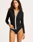 Seafolly - Beach Bound Long Sleeve Sunvest Black