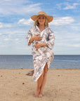 Craftluxe - Beige Palms Allure Cotton Kimono Robe