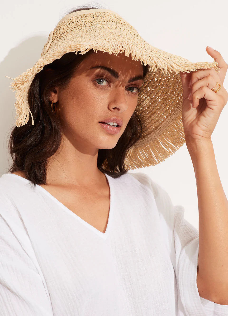 Seafolly Shady Lady Roll Up Fringe Visor