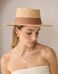 Island Ribbon Straw Boater Hat