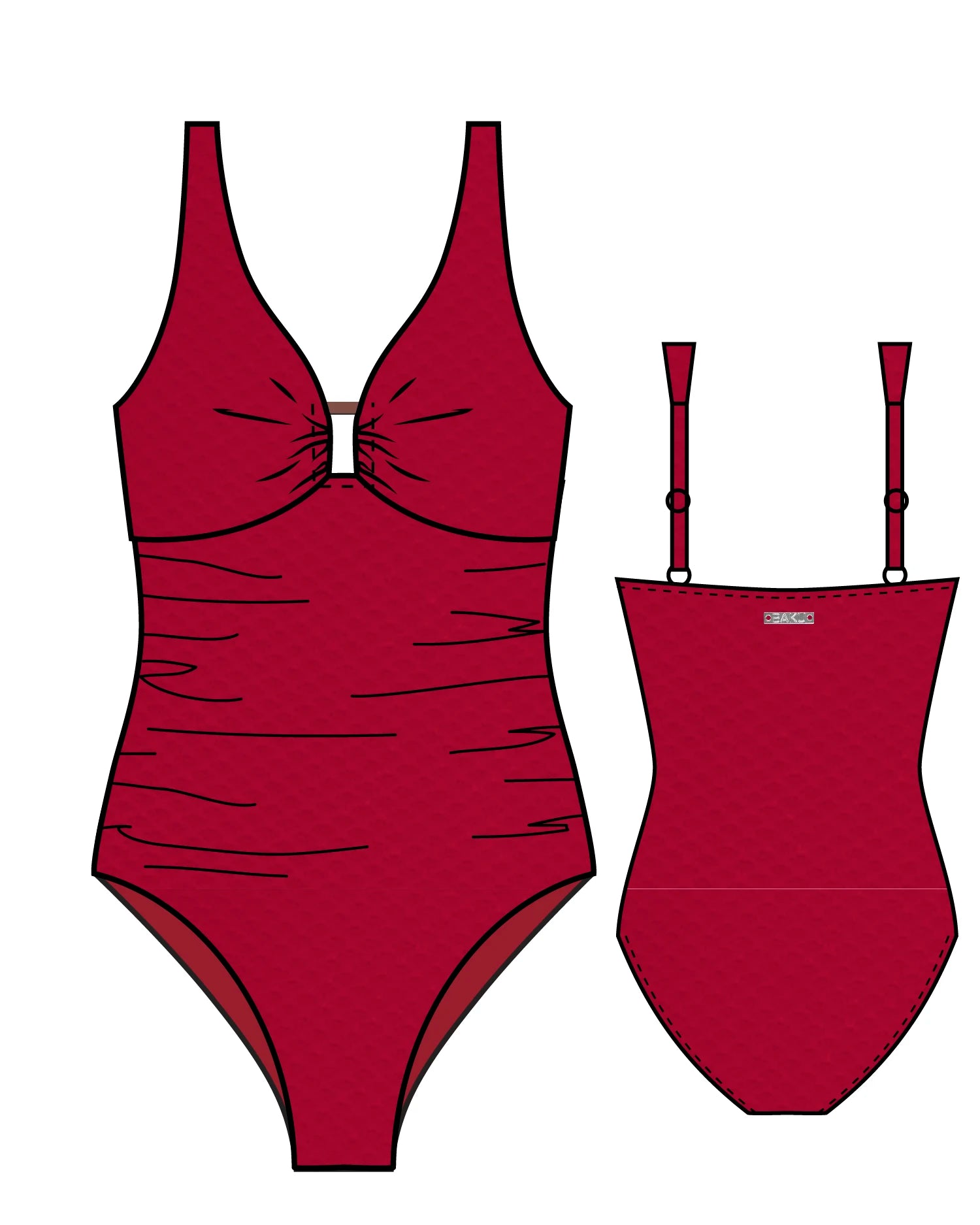 Baku - Rococco D-E Ring Front One Piece - Larx