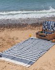 Turkish Beach Towel - Dark Blue Stripe