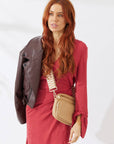 Vegan PU Leather California Crossbody - Beige
