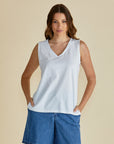 Betty Basics - Trinity V-Neck Tank White