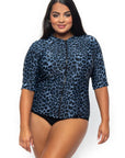 La Sculpte - Chlorine Resistant Mid Sleeve Rash Vest Blue Animal