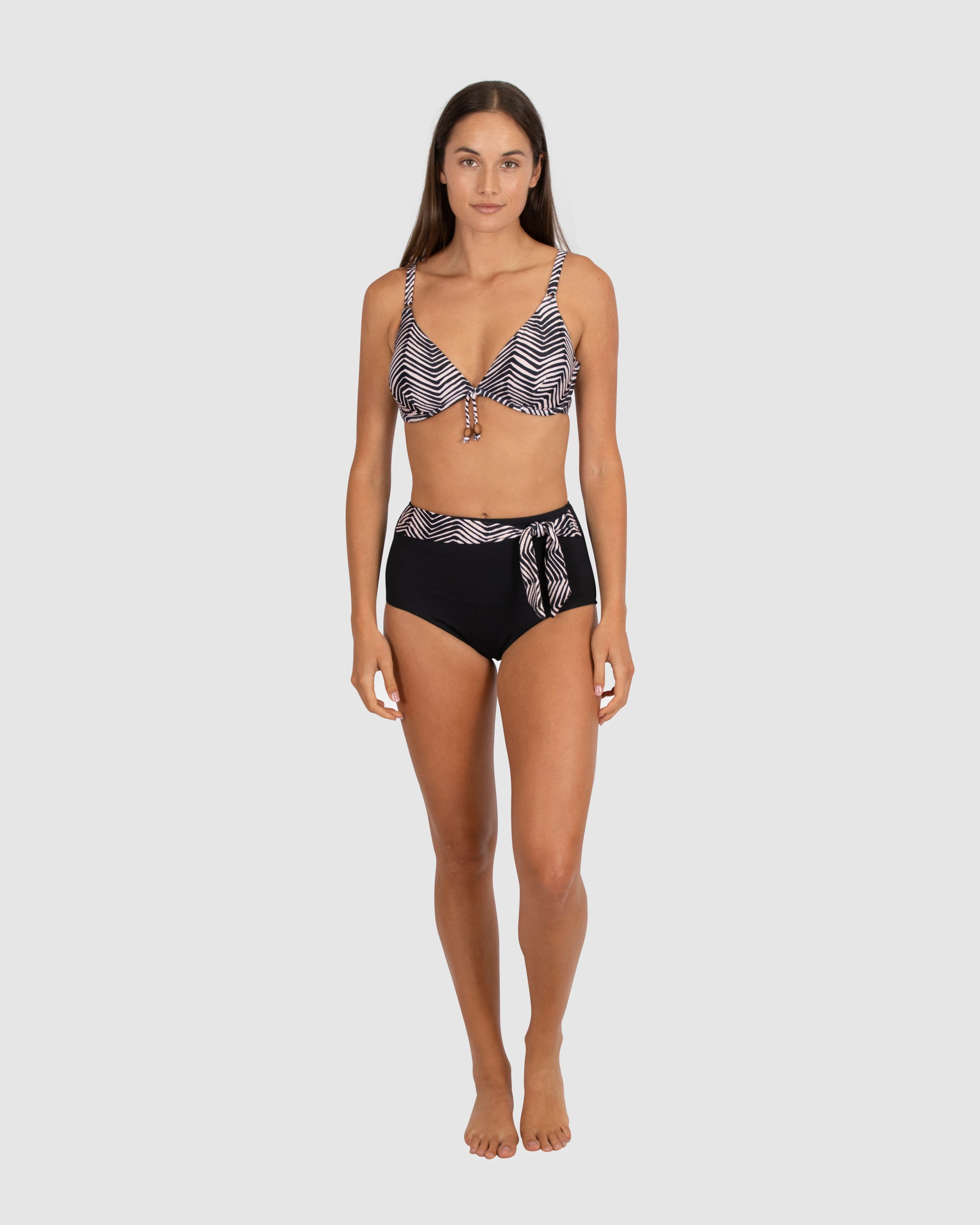 Baku - Tidal Wave Sash High Waist Bikini Pant - Larx