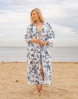 Craftluxe - Blue and White Aisha Kimono Robe