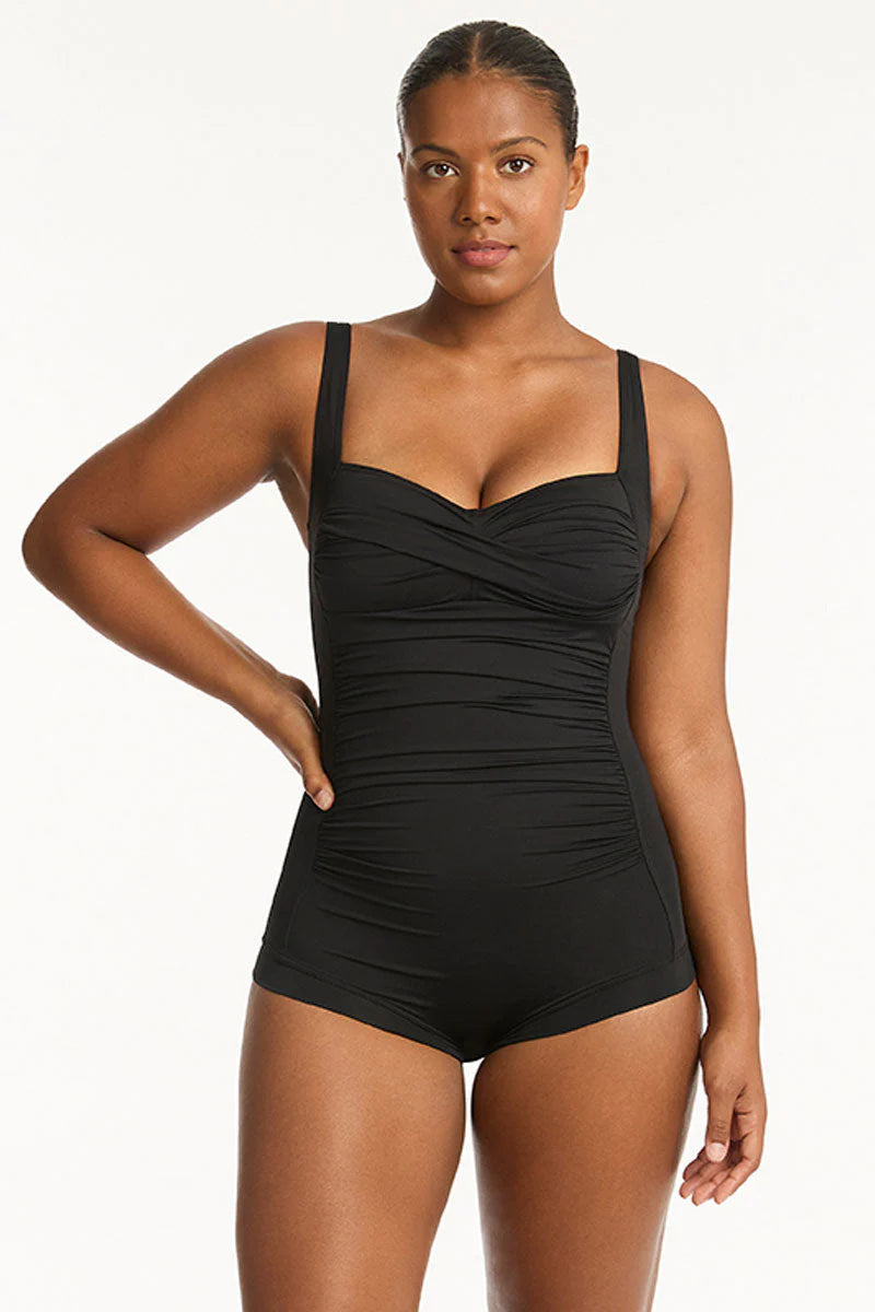 Sea Level - Essentials Twist Front Multifit Boyleg One Piece - Larx