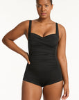Sea Level - Essentials Twist Front Multifit Boyleg One Piece - Larx