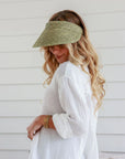 Khaki Raffia Sun Visor - Larx
