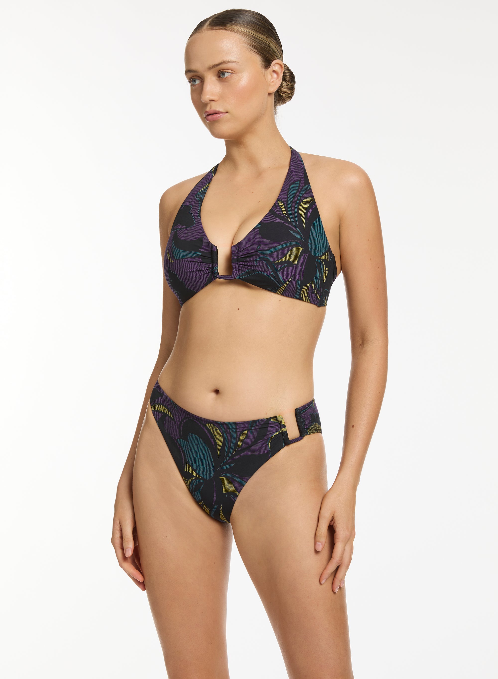 Jets - Midnight Tropical High Leg Bikini Pant - Larx