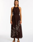 Jets - Dahlia Palm Embroidered Maxi Dress - Larx
