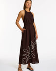 Jets - Dahlia Palm Embroidered Maxi Dress - Larx