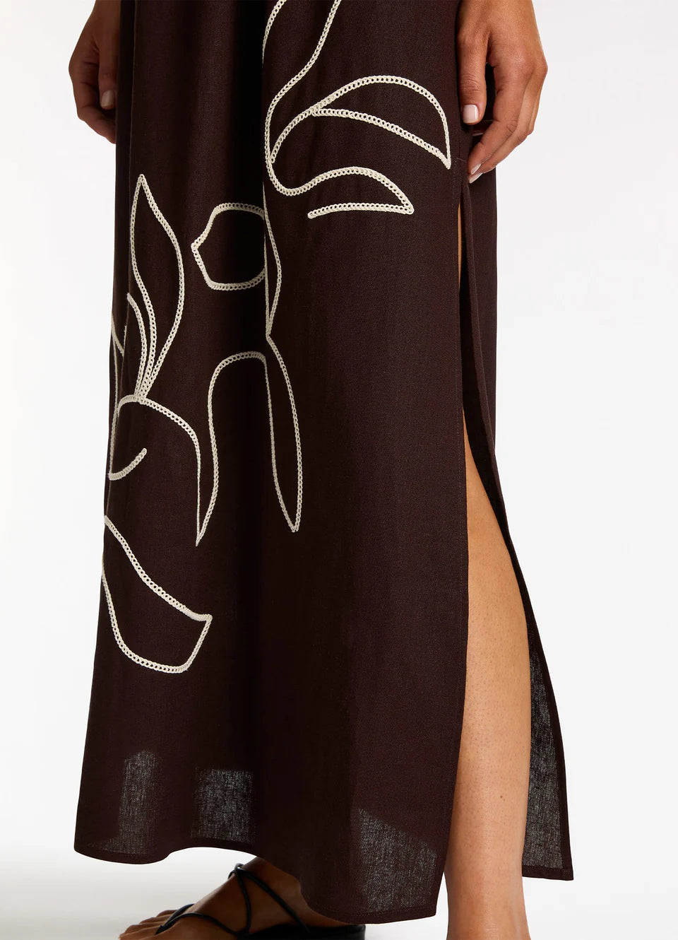 Jets - Dahlia Palm Embroidered Maxi Dress - Larx