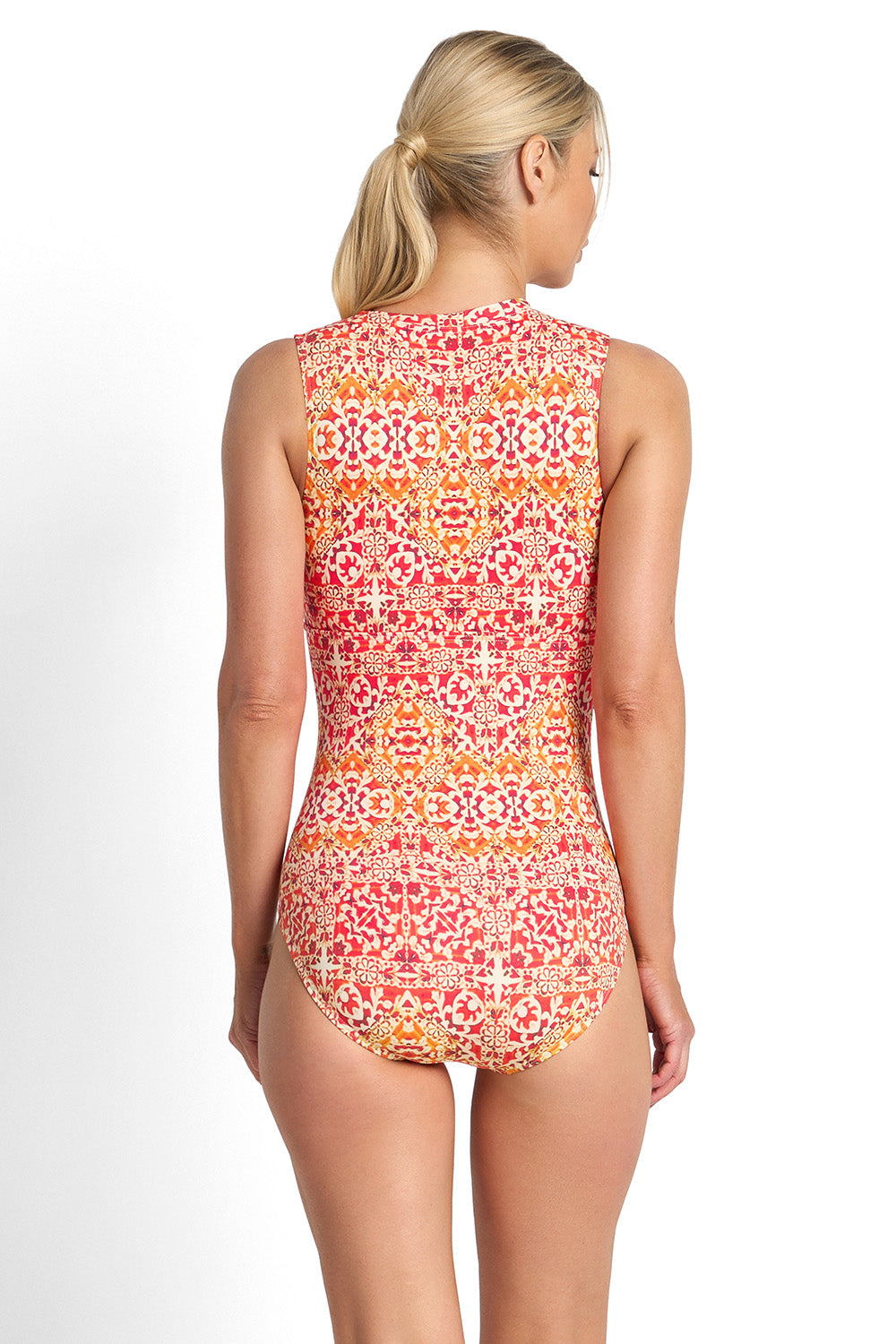 Jantzen - Bazaar Active Zip Front Mastectomy One Piece Tangerine