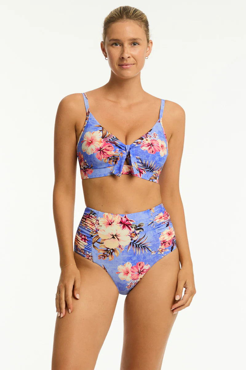 Sea Level - Blue Hawaii Tie Front DD/E Bralette - Larx
