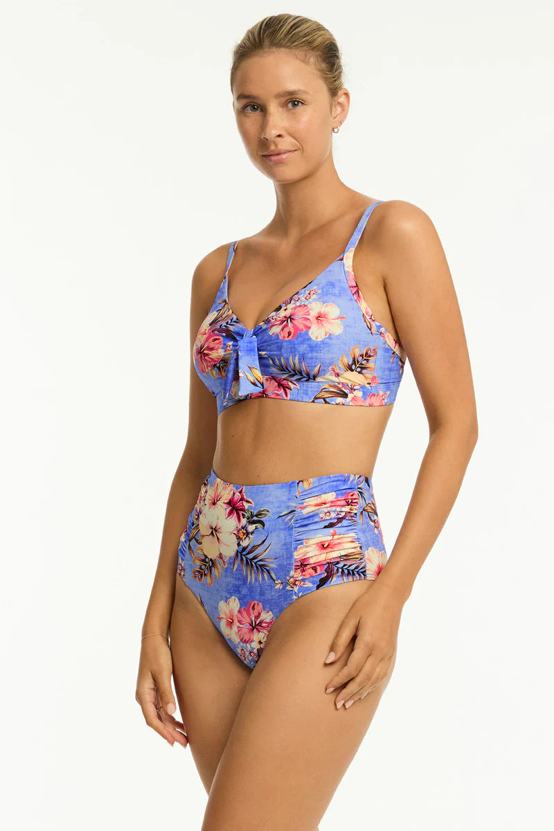 Sea Level - Blue Hawaii Tie Front DD/E Bralette - Larx