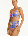 Sea Level - Blue Hawaii Tie Front DD/E Bralette - Larx