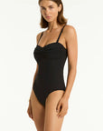 Sea Level - Essentials Edit Twist Bandeau One Piece Black