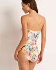 Monte & Lou - Tropical Delight Ruched Bandeau One Piece - Larx