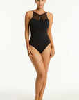 Sea Level - Drift Panelled High Neck One Piece - Larx