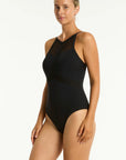 Sea Level - Drift Panelled High Neck One Piece - Larx