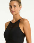 Sea Level - Drift Panelled High Neck One Piece - Larx