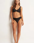 Monte & Lou - Mid Rise Ruched Pant Black