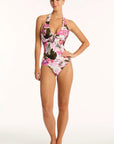 Sea Level - Isla Twist Front Halter One Piece - Larx