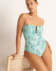 Monte & Lou - Indienne Ruched U Wire Bandeau One Piece