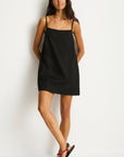 Sea Level - Shore Linen Shift Short Dress Black